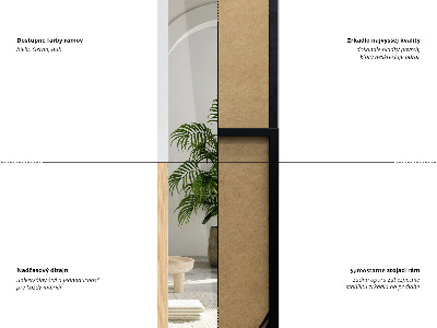 Stoacie zrkadlo s čiernym rámom 36x156 cm