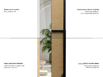 Stoacie zrkadlo s čiernym rámom 36x156 cm