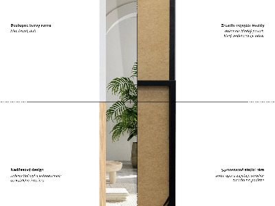 Stoacie zrkadlo s dubovým rámom 36x156 cm