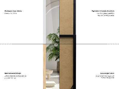 Stoacie zrkadlo s dubovým rámom 36x156 cm