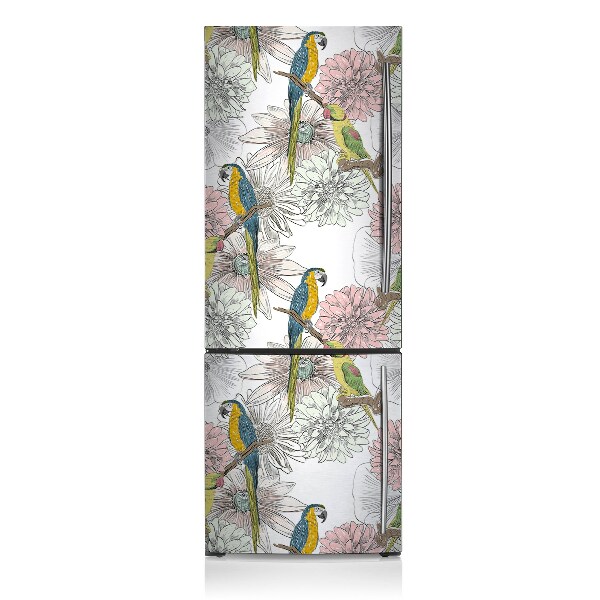 Dekoratívne magnety na chladničku Papagáj a kvety