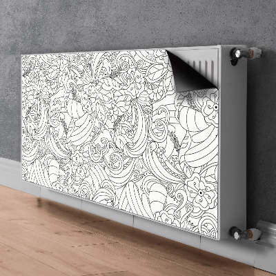 Dekoračný magnetický kryt na radiátor Vzorec doodle