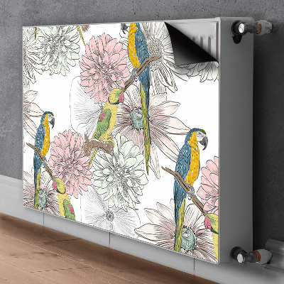 Magnetický kryt na radiátor Papagáj a kvety
