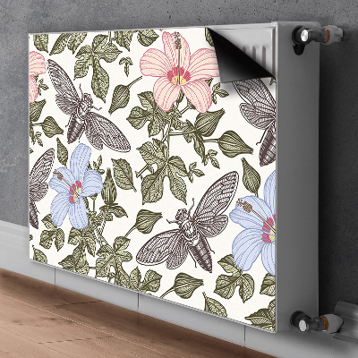 Magnetický kryt na radiátor Motýli mezi květinami