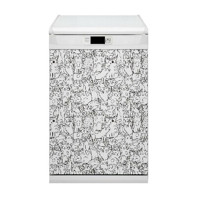 Magnet na umývačku riadu Doodle -štýlové mačky