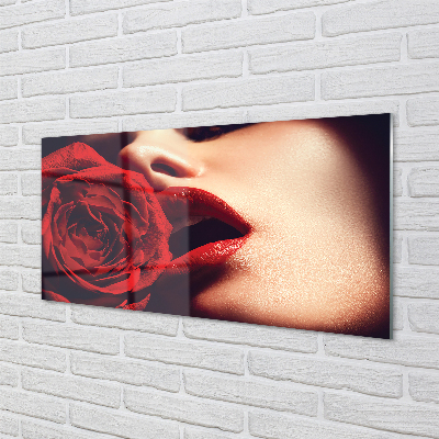 Obraz plexi Rose žena v ústach