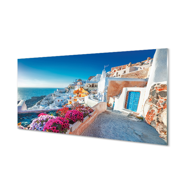 Obraz na akrylátovom skle Budovy grécko morské kvety