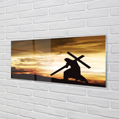 Obraz na akrylátovom skle Jesus cross západ slnka