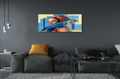 Obraz na akrylátovom skle Papagáj na ramene