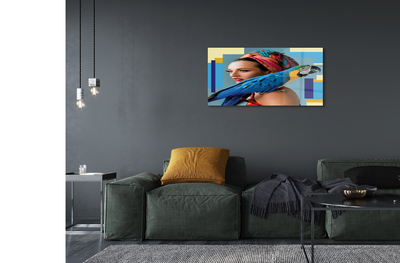 Obraz na akrylátovom skle Papagáj na ramene