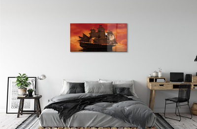Obraz plexi Loď mora oranžová obloha