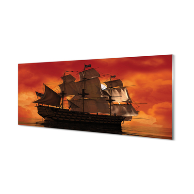 Obraz plexi Loď mora oranžová obloha