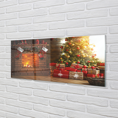 Obraz na akrylátovom skle Krb vianočné darčeky
