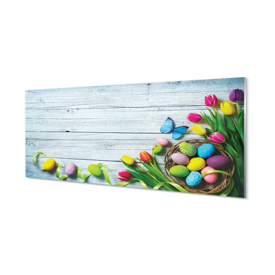 Obraz na akrylátovom skle Eggs tulipány motýľ