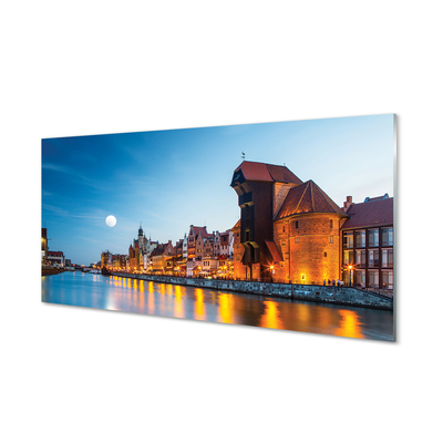 Obraz na akrylátovom skle Rieka noc gdańsk staré mesto