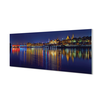 Obraz na akrylátovom skle Varšava mesto noc rieka most