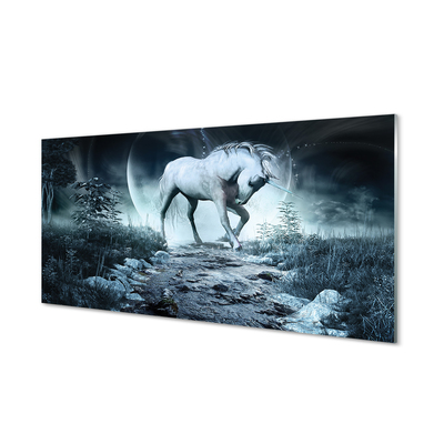 Obraz na akrylátovom skle Forest unicorn moon