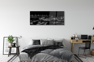 Obraz na akrylátovom skle Nočná panoráma varšavy mrakodrapov