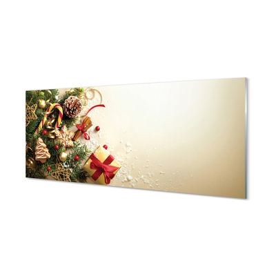 Obraz na akrylátovom skle Vetvičky darčeky perník kužele