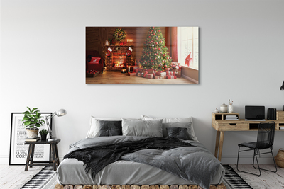 Obraz na akrylátovom skle Krbové darčeky vianočné stromčeky