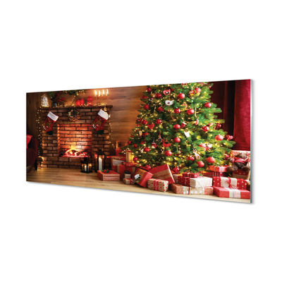 Obraz na akrylátovom skle Krbové darčeky vianočné stromčeky