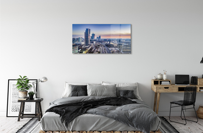 Obraz na akrylátovom skle Panorama varšavy mrakodrapov svitania
