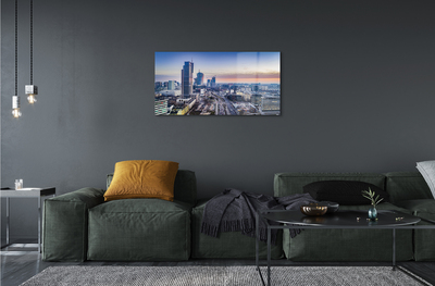 Obraz na akrylátovom skle Panorama varšavy mrakodrapov svitania