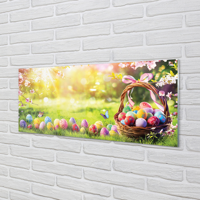 Obraz na akrylátovom skle Basket vajcia kvetina lúka