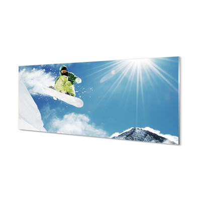 Obraz plexi Man mountain snow board