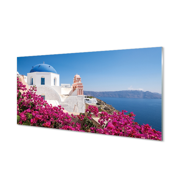 Obraz na akrylátovom skle Grécko kvety morské stavby