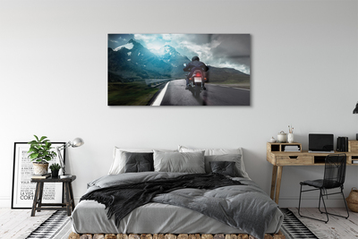 Obraz plexi Motocykla horskej ceste muž neba