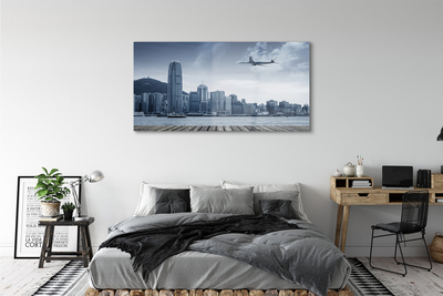Obraz plexi Lietadiel mraky město