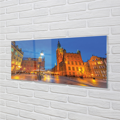 Obraz na akrylátovom skle Gdańsk staré mesto v noci kostol