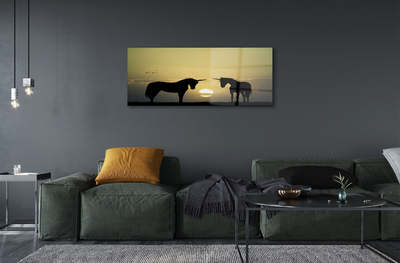 Obraz na akrylátovom skle Poľné sunset jednorožce