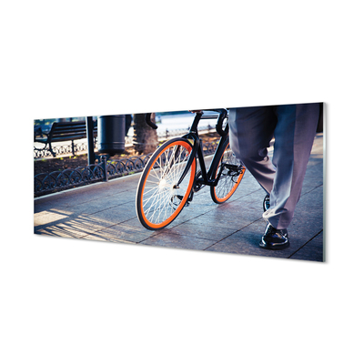 Obraz plexi Mesto na bicykli noha