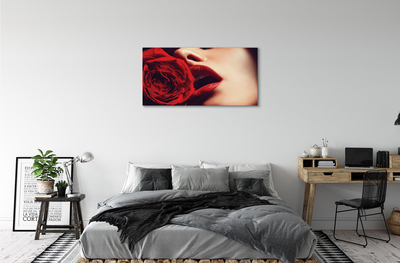 Obraz canvas Rose žena v ústach