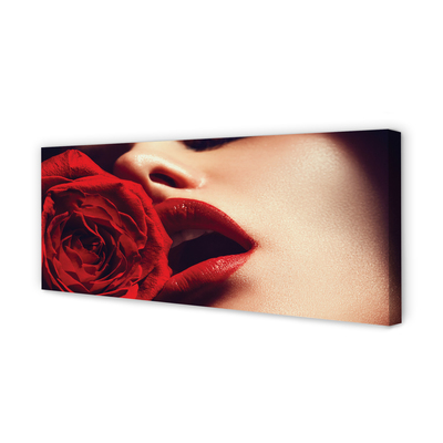 Obraz canvas Rose žena v ústach