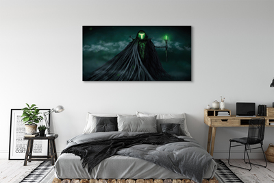 Obraz canvas Temná postava zeleného ohňa