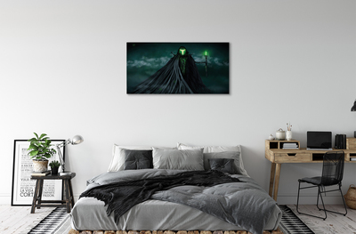 Obraz canvas Temná postava zeleného ohňa