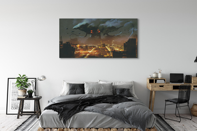 Obraz canvas Mesto v noci dym monštier