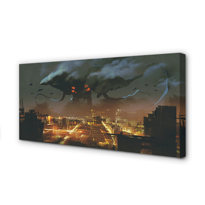 Obraz canvas Mesto v noci dym monštier