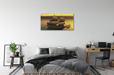 Obraz canvas Yellow sky ship sea