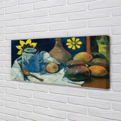 Obraz canvas Zátišie s kanvicou čaju a ovocím – Paul Gauguin