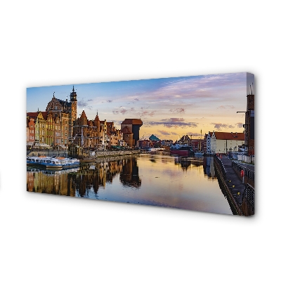 Obraz na plátne Port of Gdańsk rieky svitania