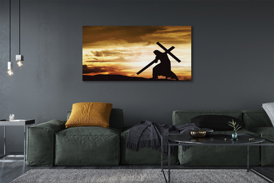 Obraz na plátne Jesus cross západ slnka