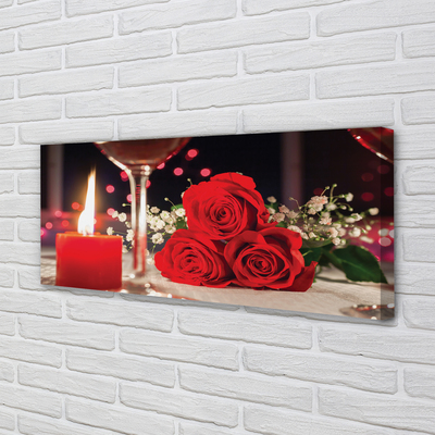 Obraz canvas Ruže sviečka sklo
