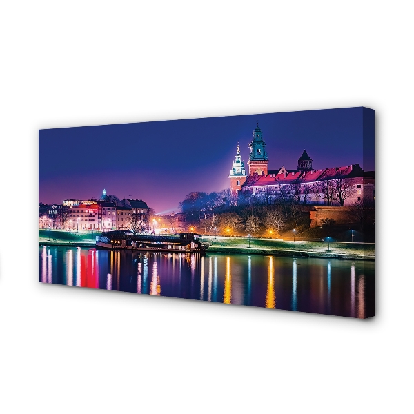 Obraz na plátne Krakow City noc rieka