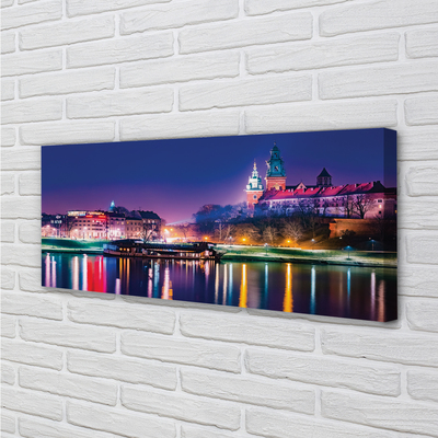 Obraz na plátne Krakow City noc rieka