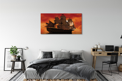 Obraz canvas Loď mora oranžová obloha