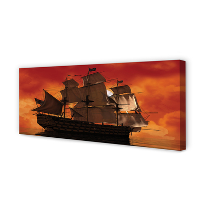 Obraz canvas Loď mora oranžová obloha